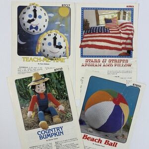 Annie's Pattern Club Crochet Leaflet Lot of 4 Vintage 1980s Afghan Americana Toy